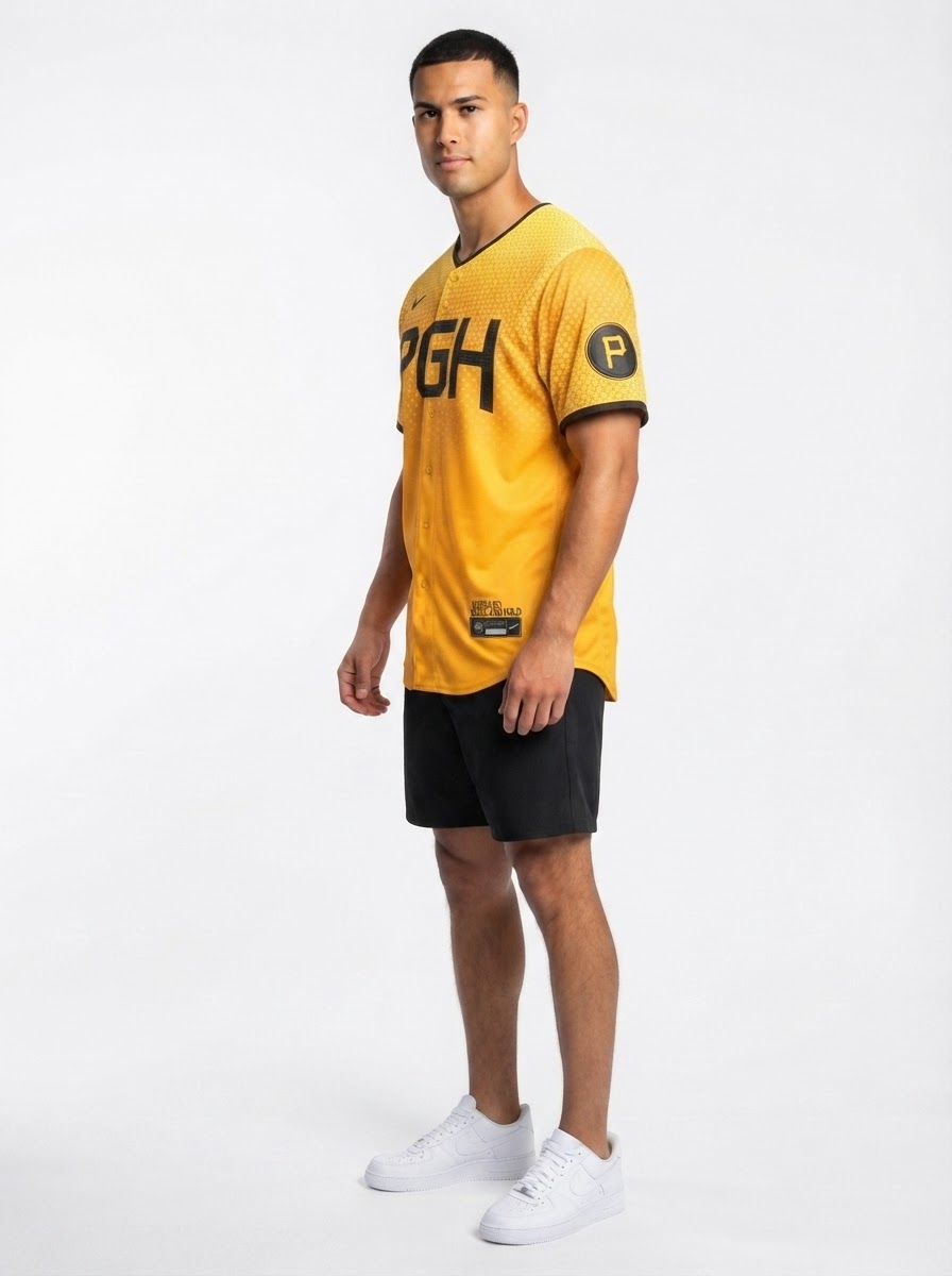 Jersey MLB Pittsburgh Pirates Gold City Connect Torcedor Masculina