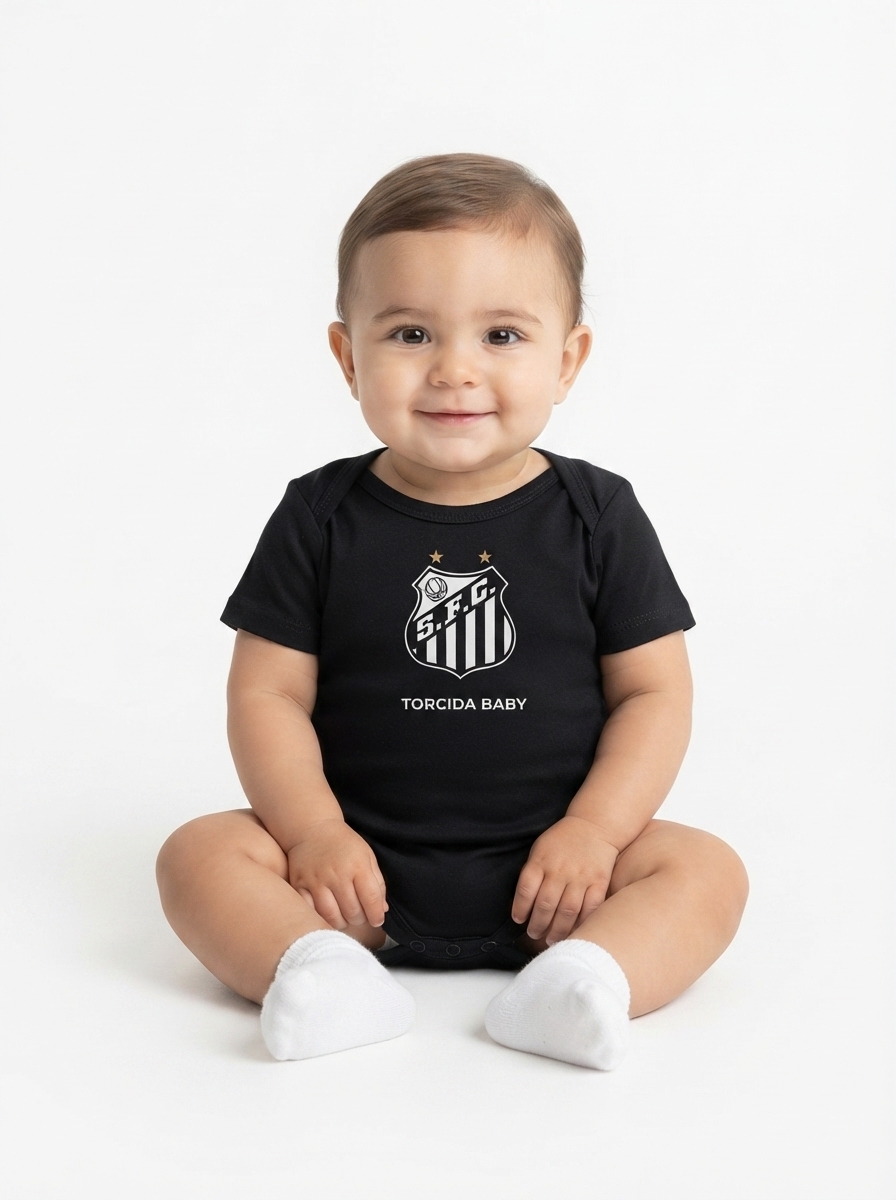 Body Baby Santos Black 2026 Torcida Baby