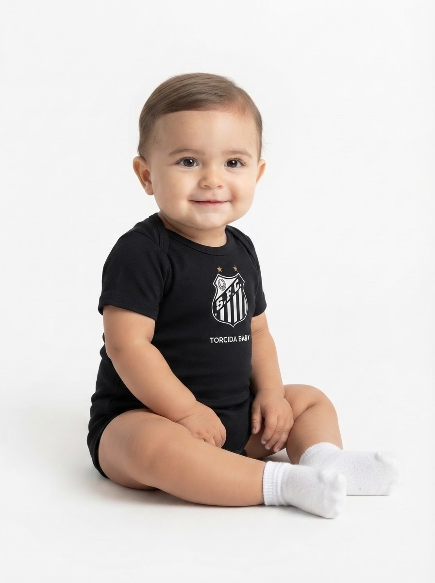 Body Baby Santos Black 2026 Torcida Baby