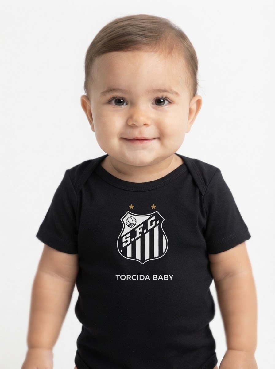 Body Baby Santos Black 2026 Torcida Baby