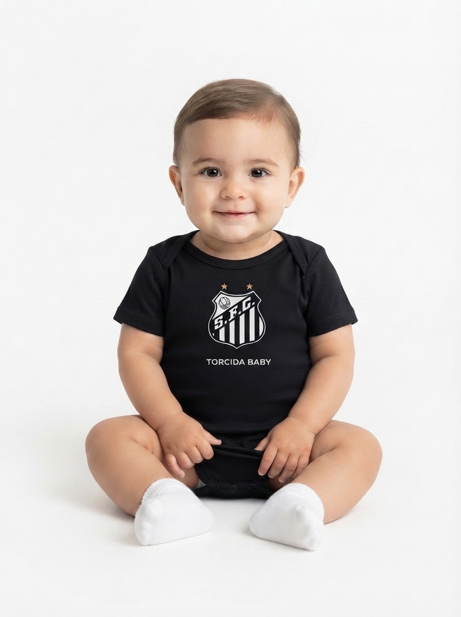 Body Baby Santos Black 2026 Torcida Baby