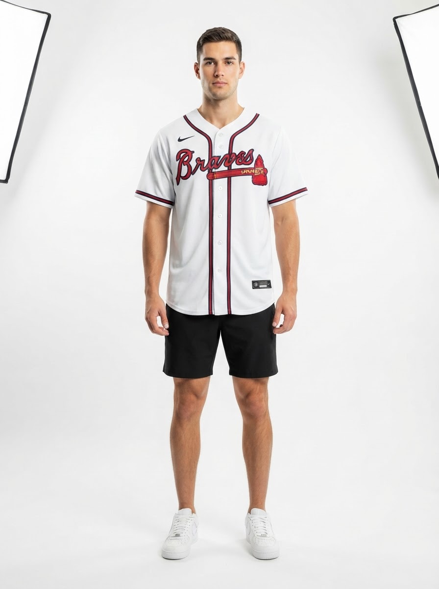 Jersey MLB Atlanta Braves I Torcedor Masculina Branca