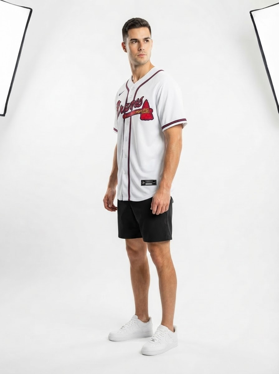 Jersey MLB Atlanta Braves I Torcedor Masculina Branca