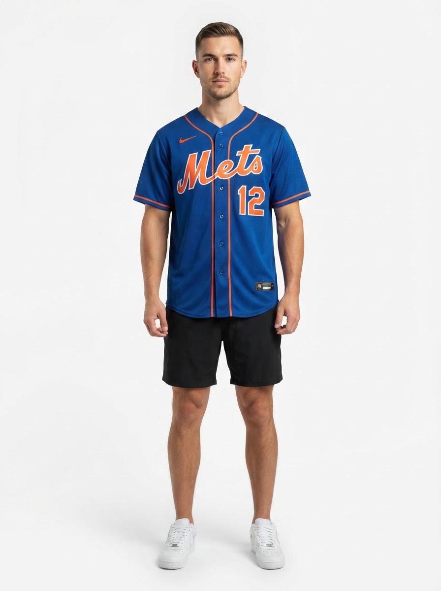 Jersey MLB New York Mets II Torcedor Masculina Azul Francisco Lindor 12
