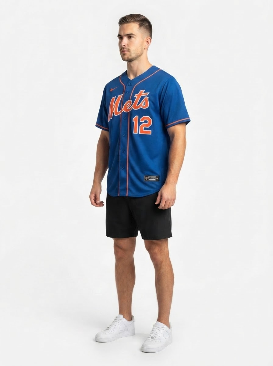 Jersey MLB New York Mets II Torcedor Masculina Azul Francisco Lindor 12