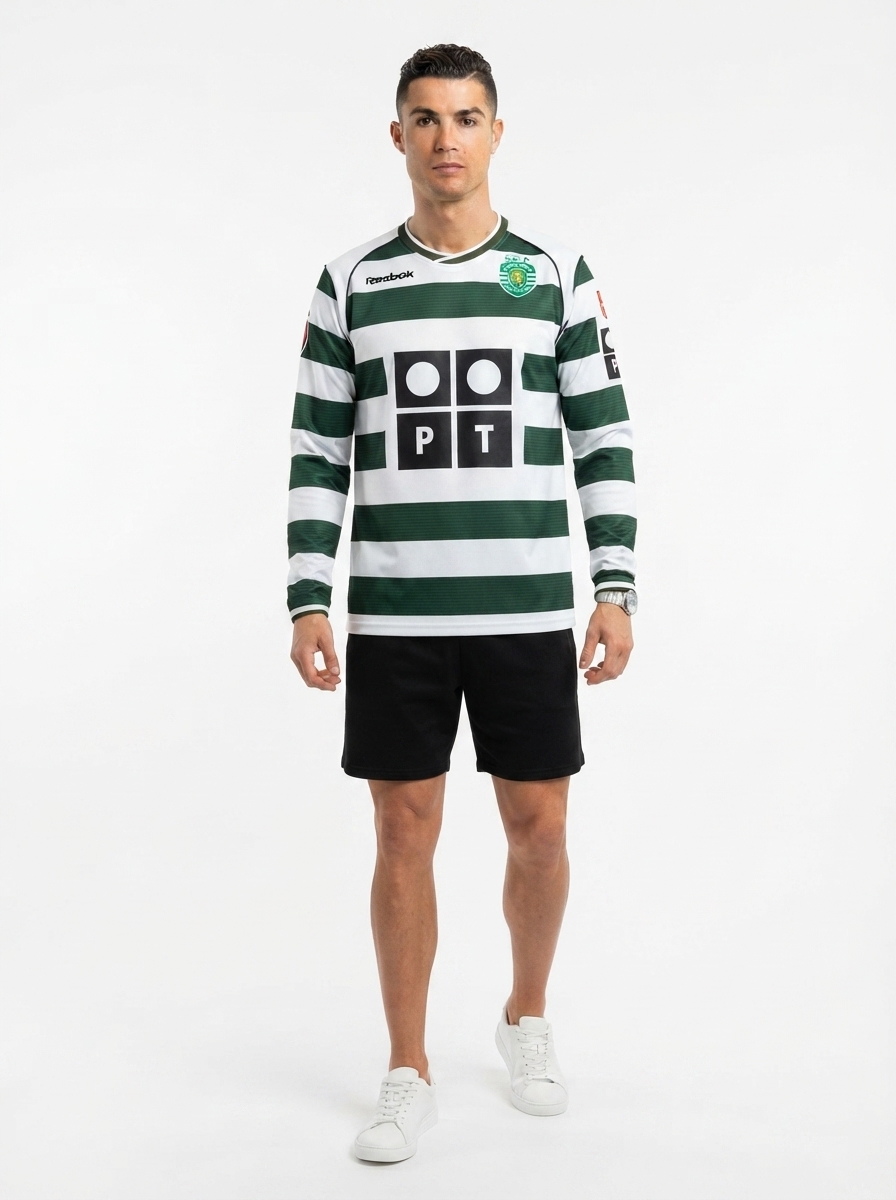 Camisola Sporting Manga Comprida Retro 2001/03 - Modelo Exclusivo!