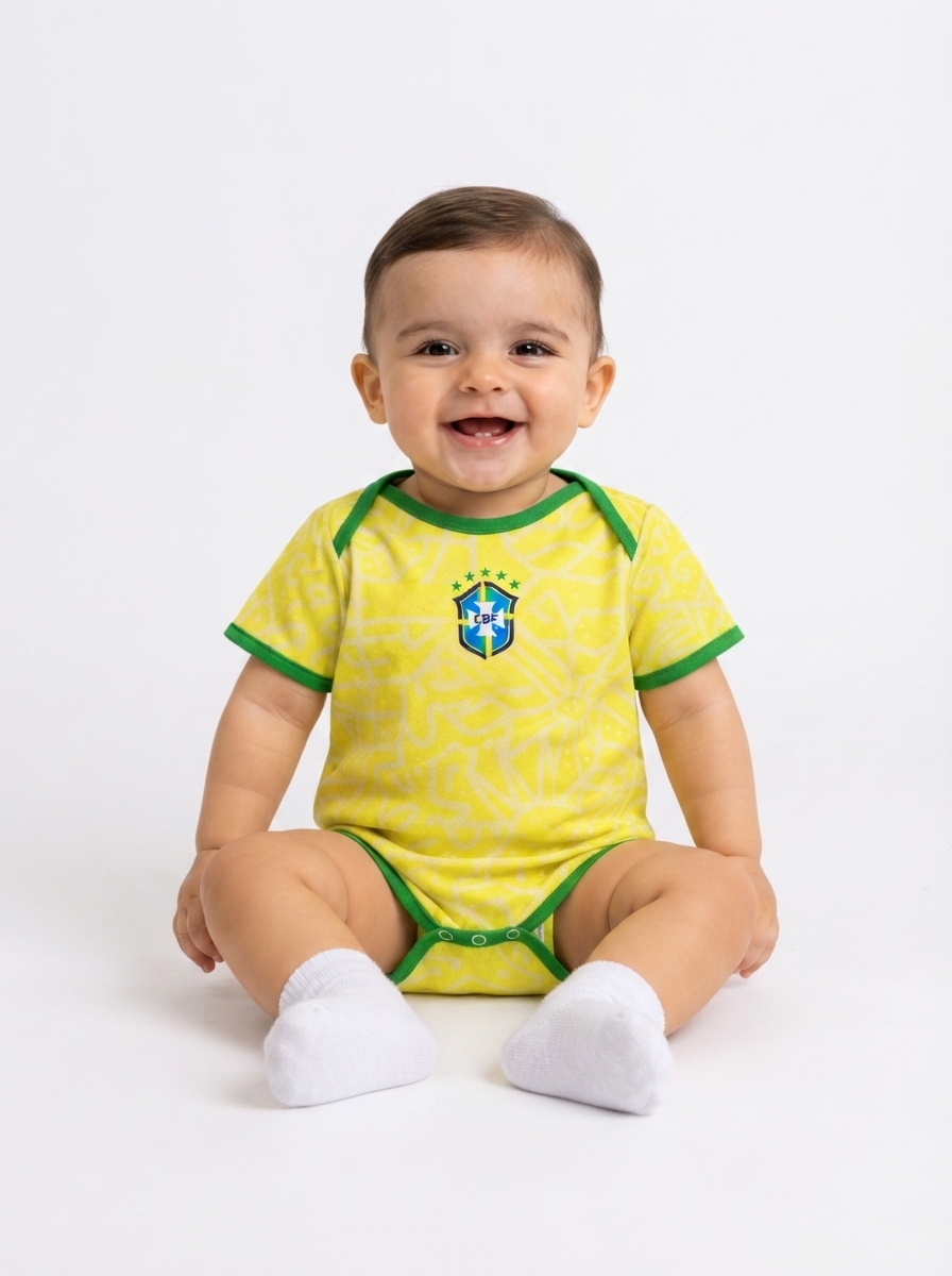 Body Baby Brazil Amarelo/Verde Brasil