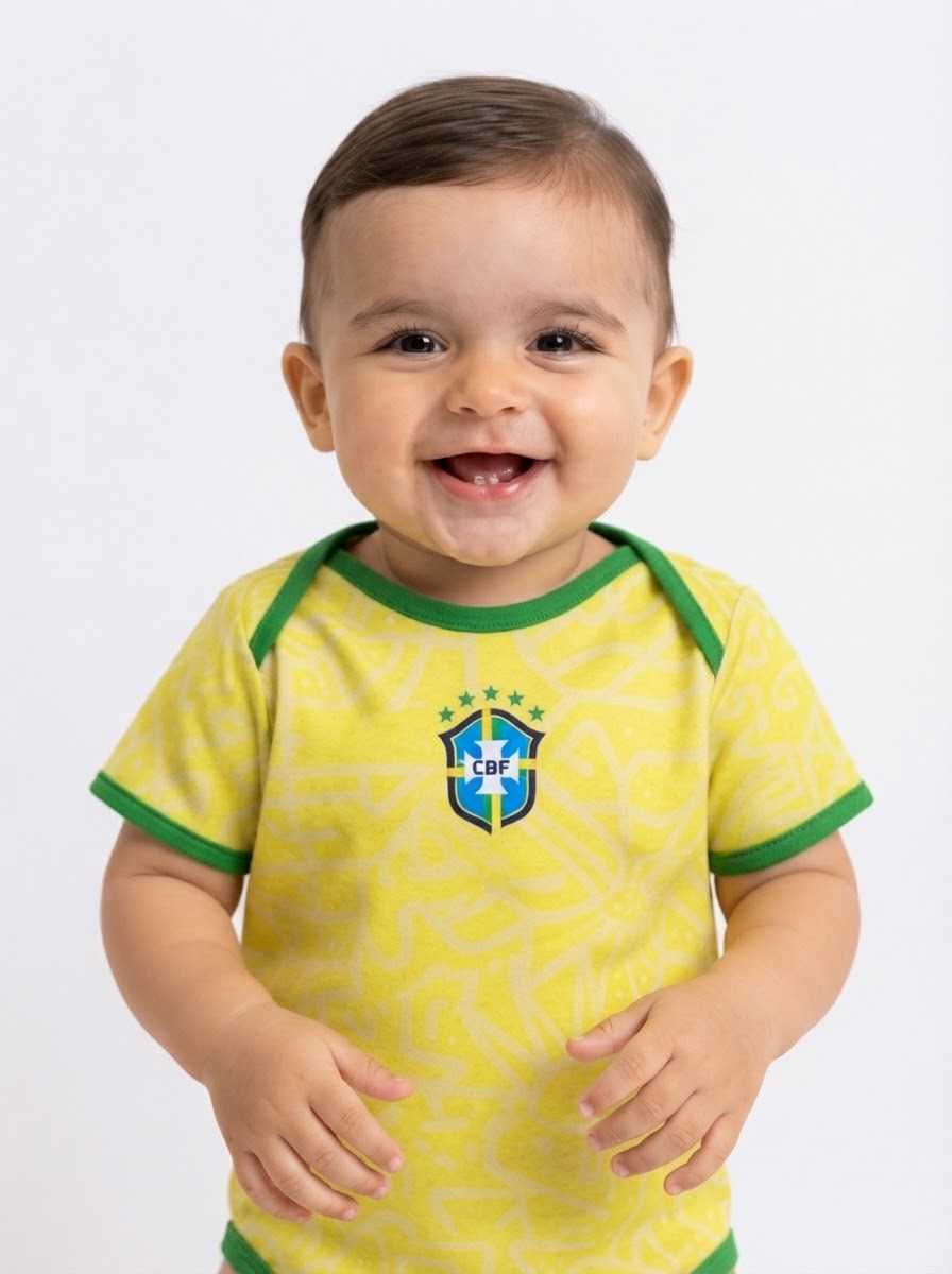 Body Baby Brazil Amarelo/Verde Brasil