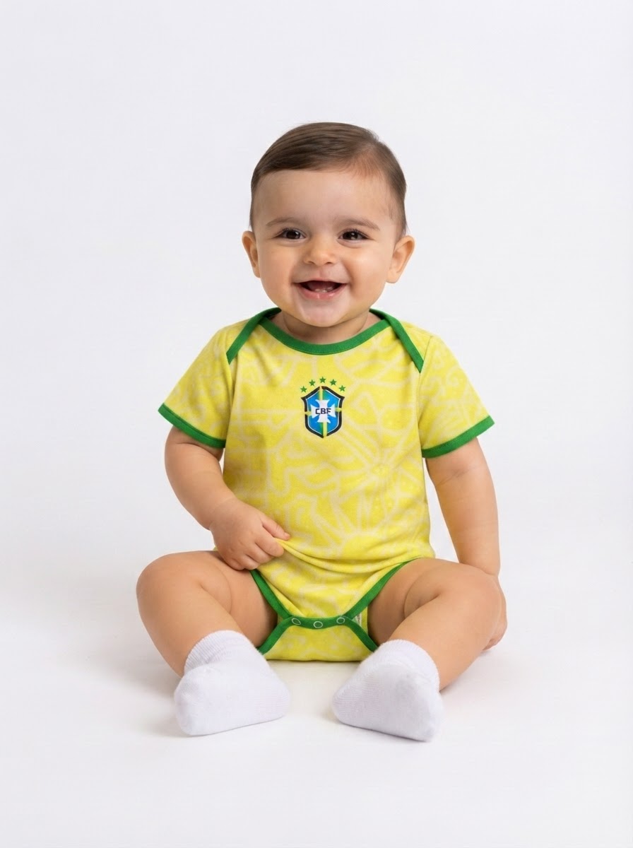 Body Baby Brazil Amarelo/Verde Brasil