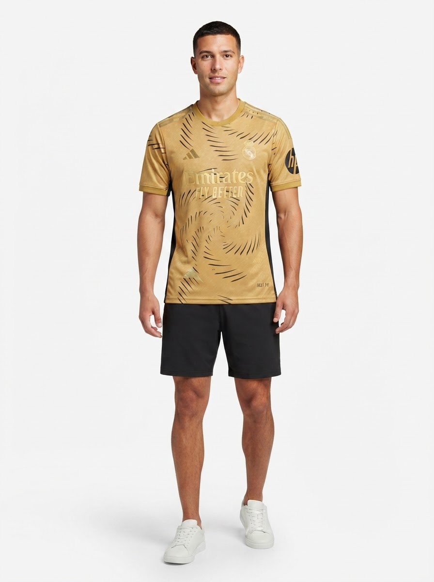 Real Madrid 2025/26 Training Gold Jersey (Slim Fit)