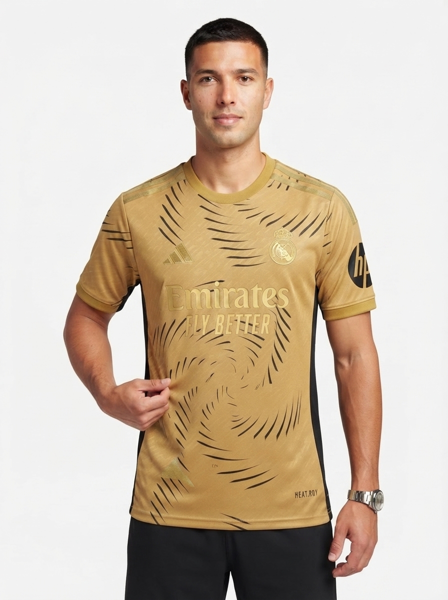 Real Madrid 2025/26 Training Gold Jersey (Slim Fit)