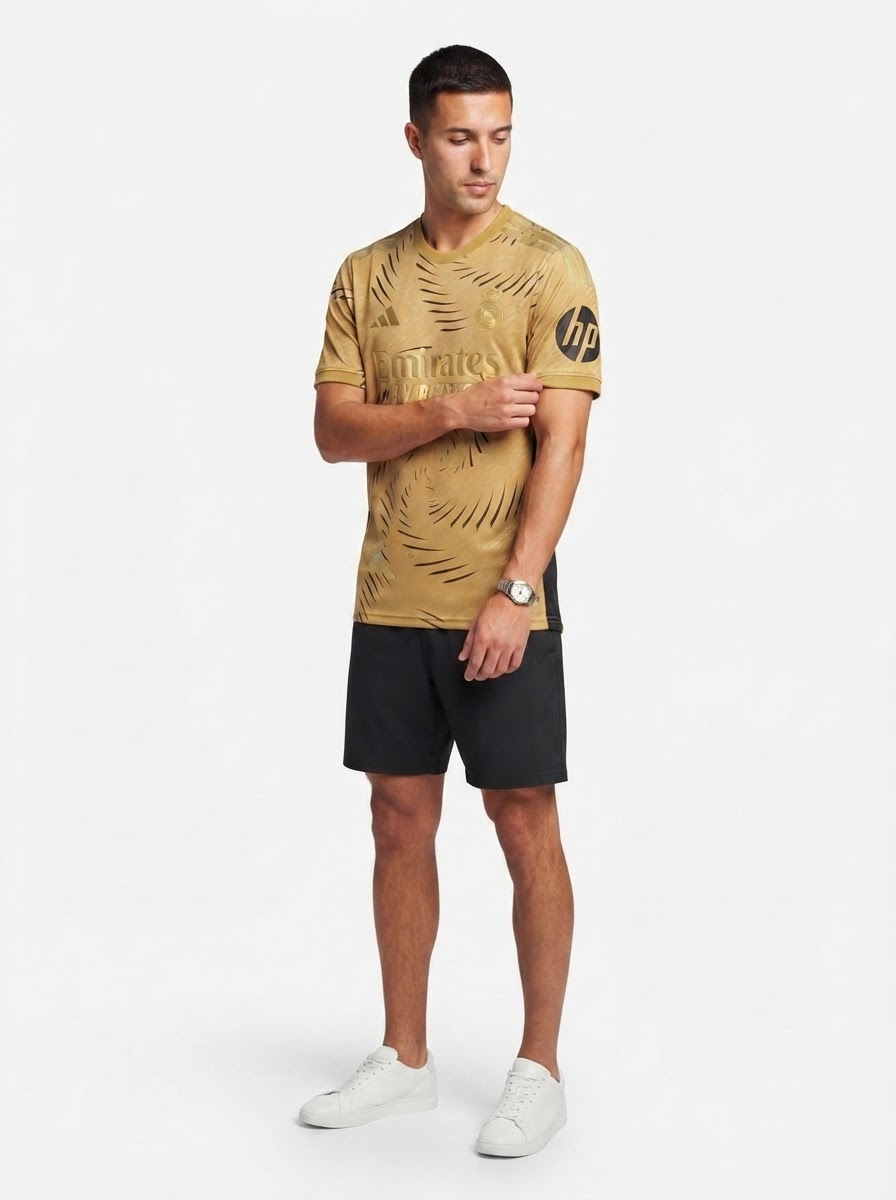 Real Madrid 2025/26 Training Gold Jersey (Slim Fit)