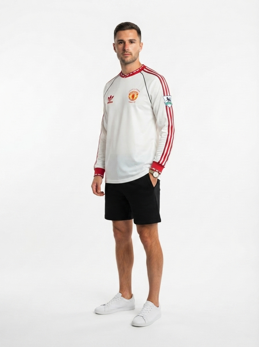 Manchester United Bring Back 1991 Away Long Sleeve Jersey White
