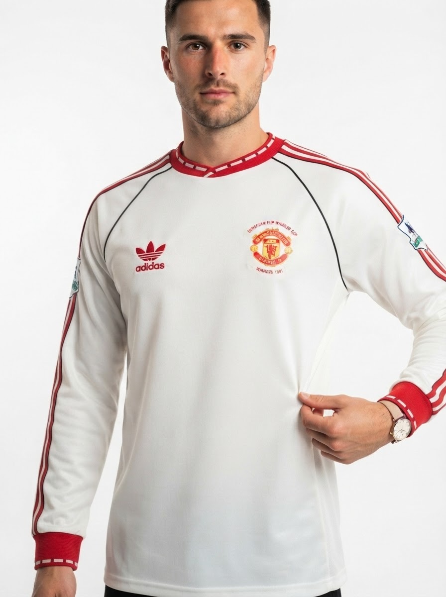 Manchester United Bring Back 1991 Away Long Sleeve Jersey White