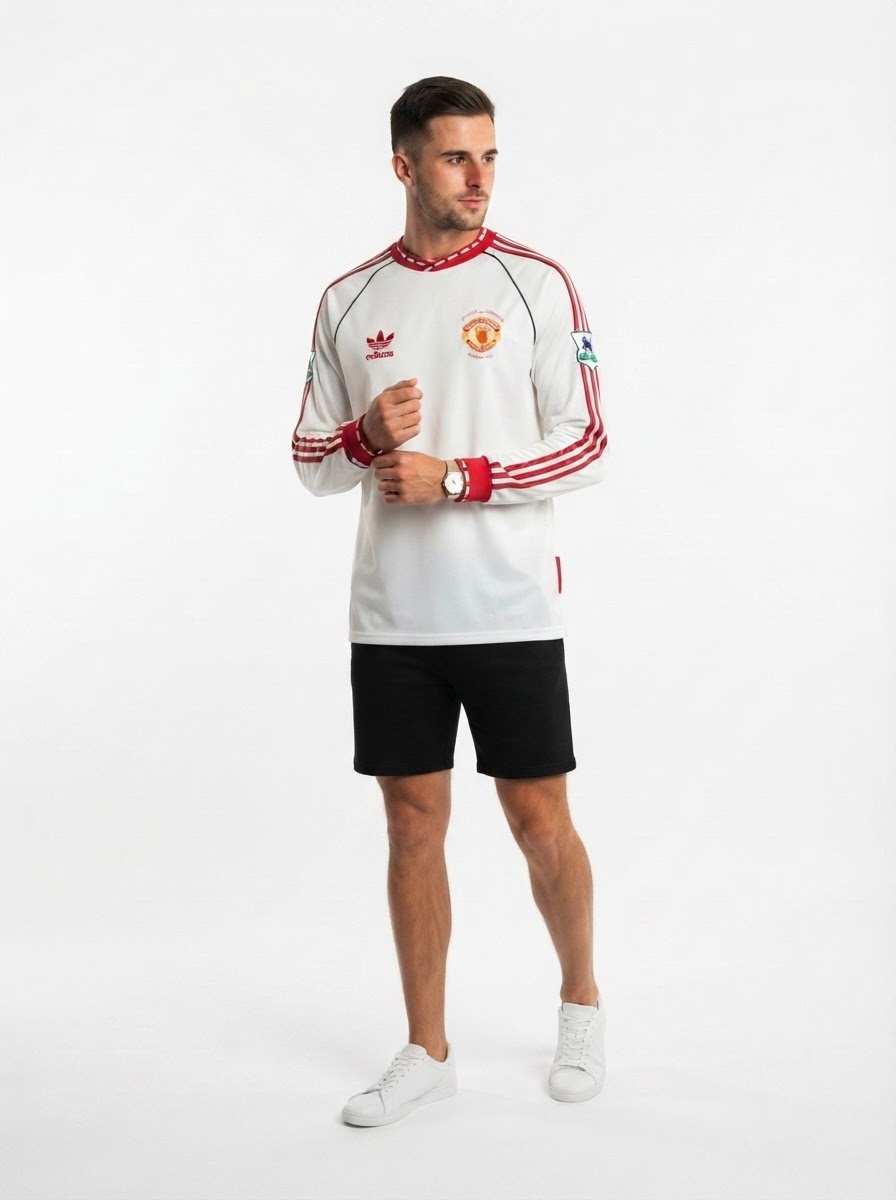 Manchester United Bring Back 1991 Away Long Sleeve Jersey White