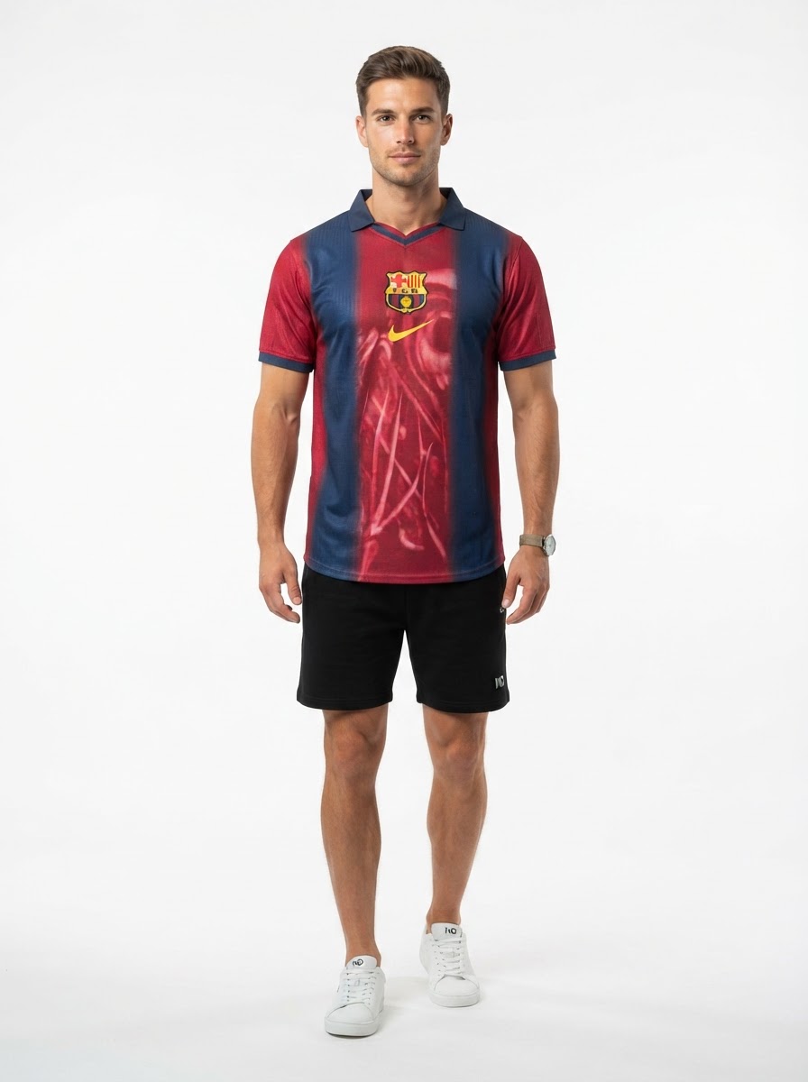 Cj X X FC Barcelona Retro 2000/01 Home Skeleton Player - Slim Fit