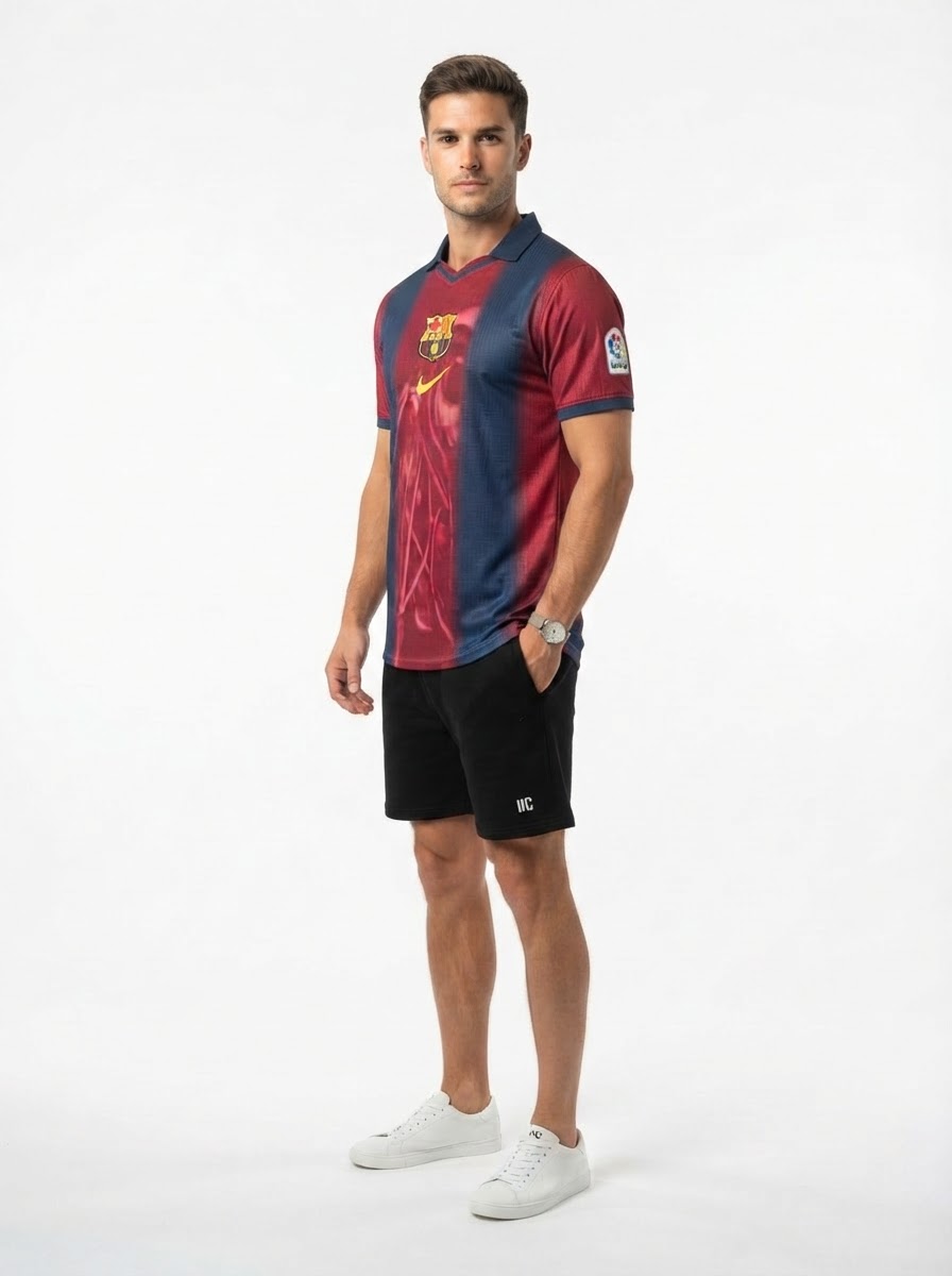 Cj X X FC Barcelona Retro 2000/01 Home Skeleton Player - Slim Fit