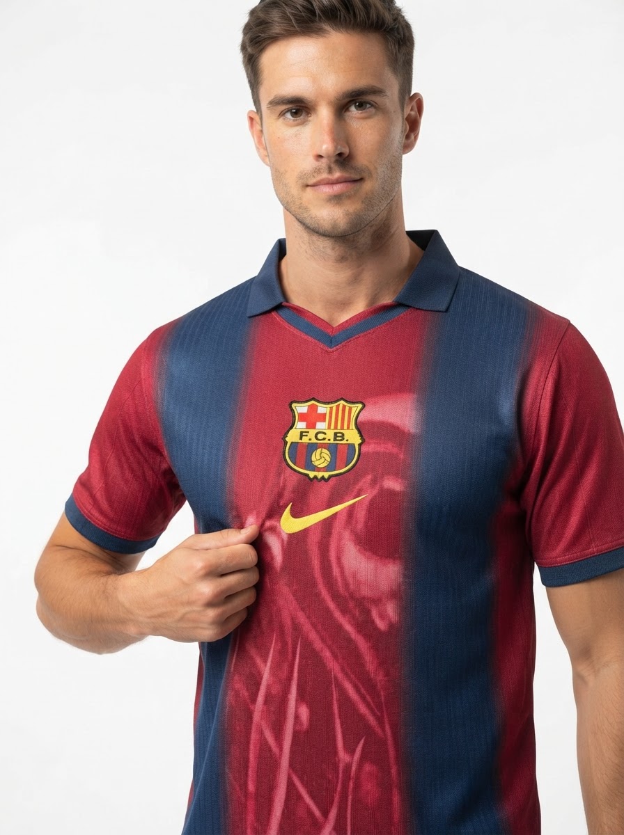 Cj X X FC Barcelona Retro 2000/01 Home Skeleton Player - Slim Fit