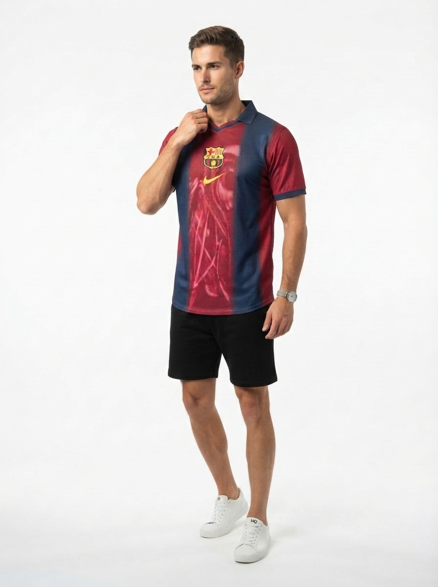 Cj X X FC Barcelona Retro 2000/01 Home Skeleton Player - Slim Fit