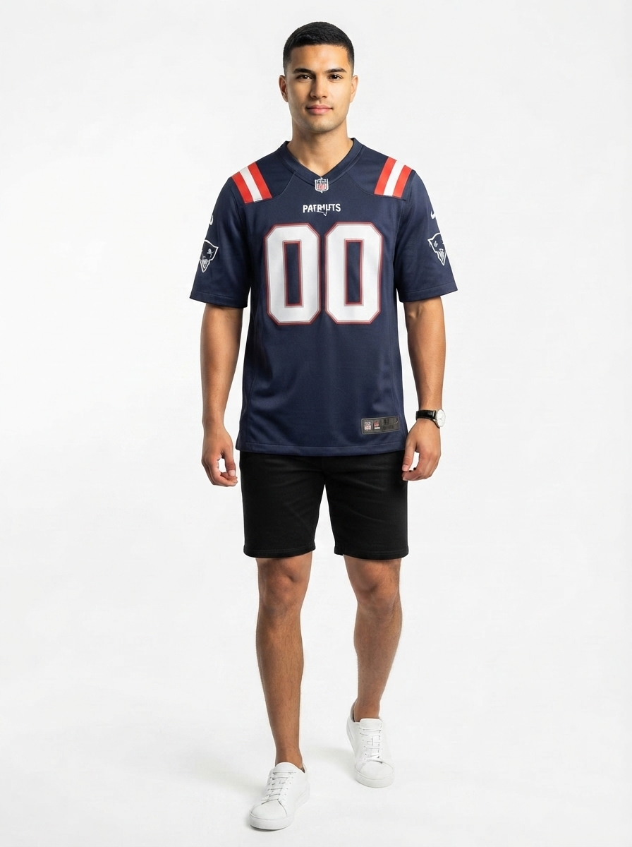 New England Patriots Game Home Jersey - Navy - Custom