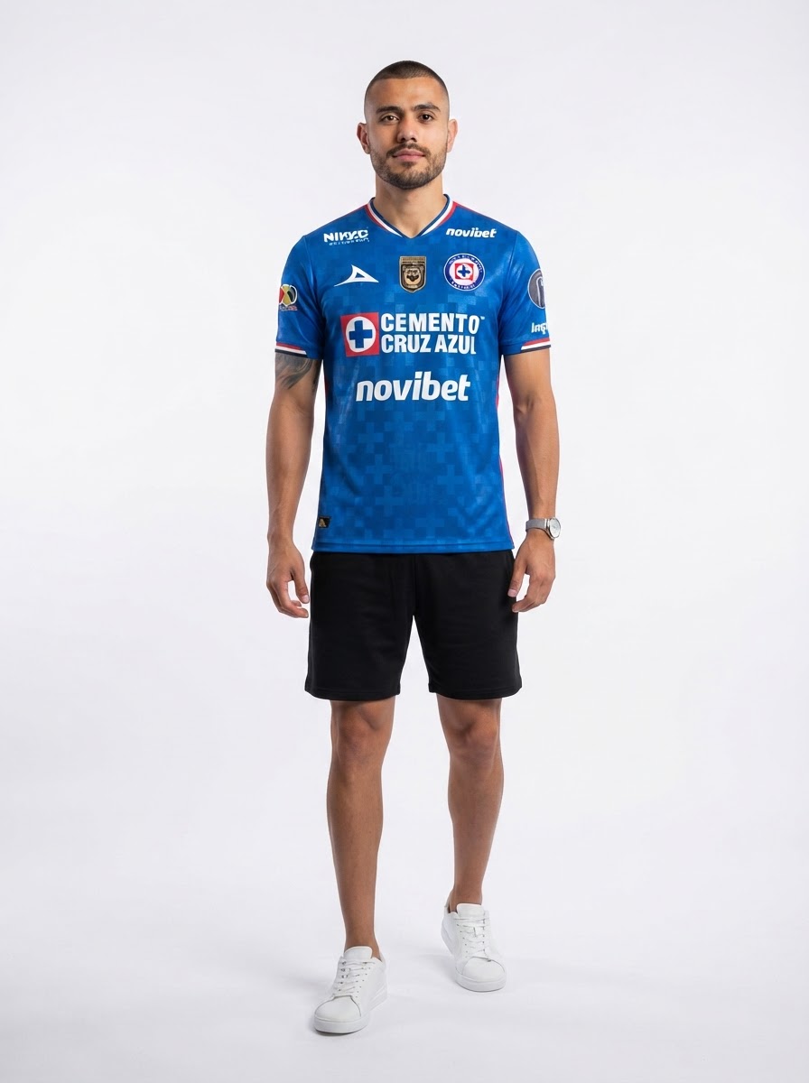 Cruz Azul Home Fan Jersey 2025/26 w/ Champions 9 + BBVA 25/26