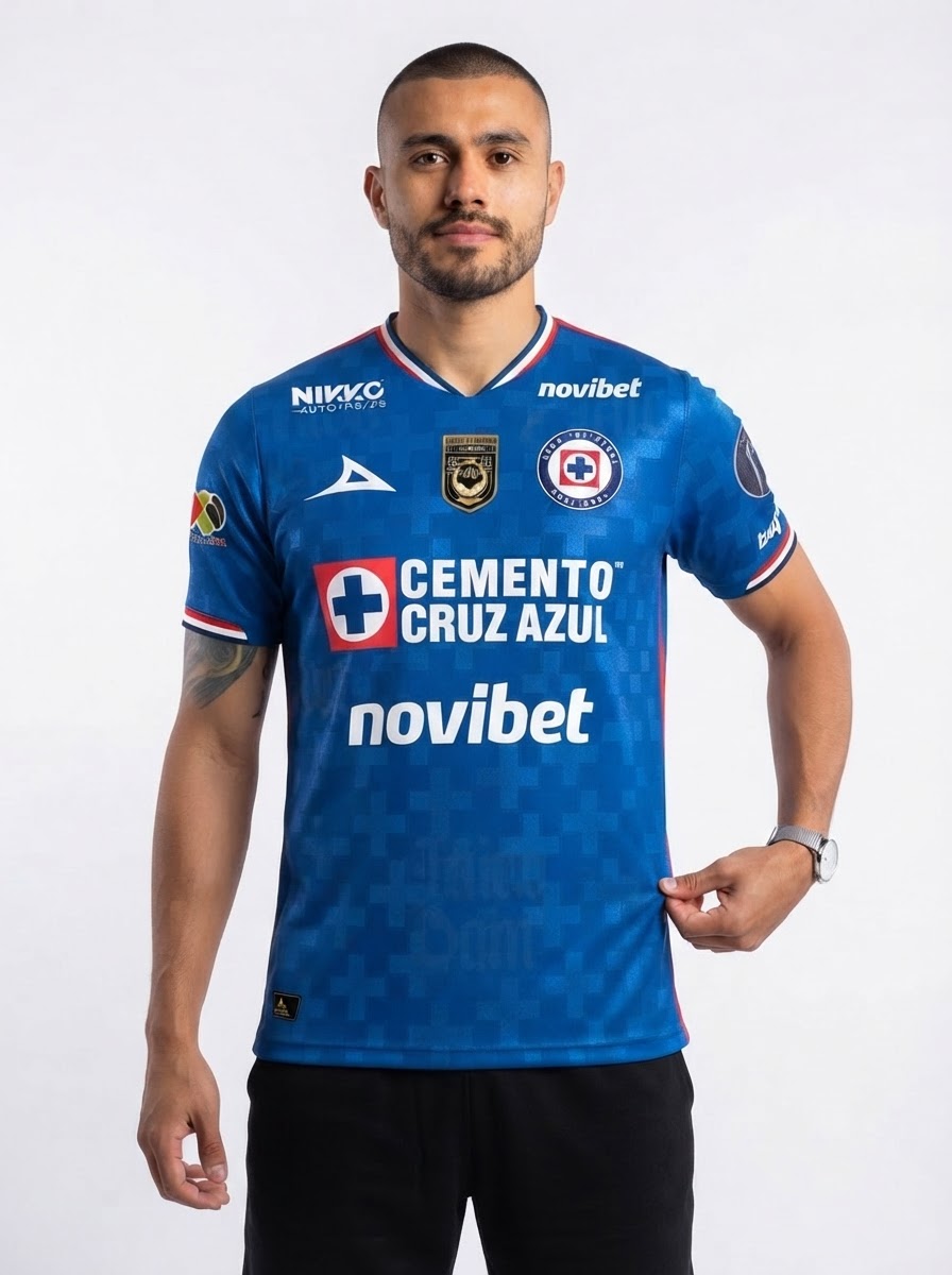 Cruz Azul Home Fan Jersey 2025/26 w/ Champions 9 + BBVA 25/26