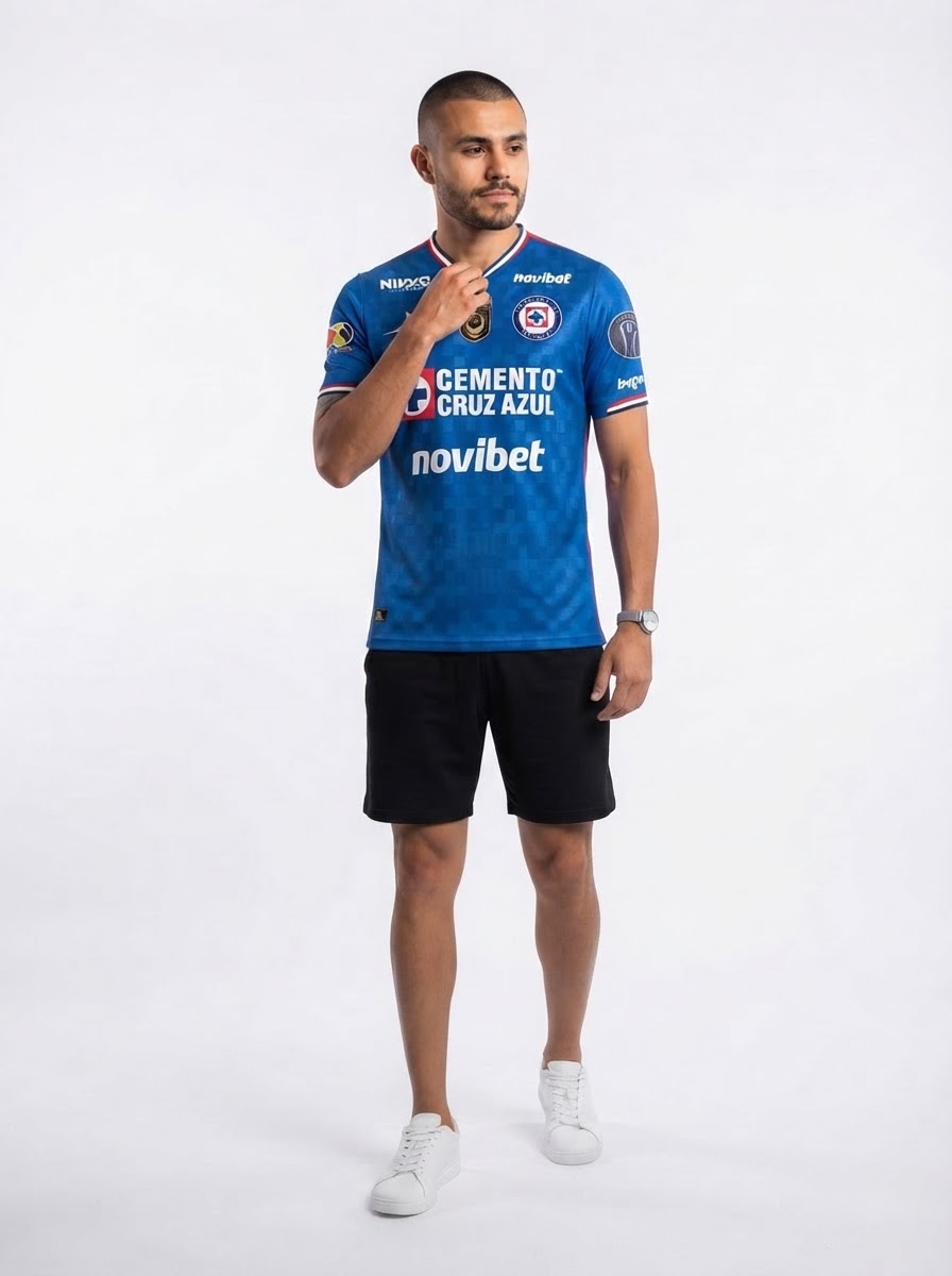 Cruz Azul Home Fan Jersey 2025/26 w/ Champions 9 + BBVA 25/26