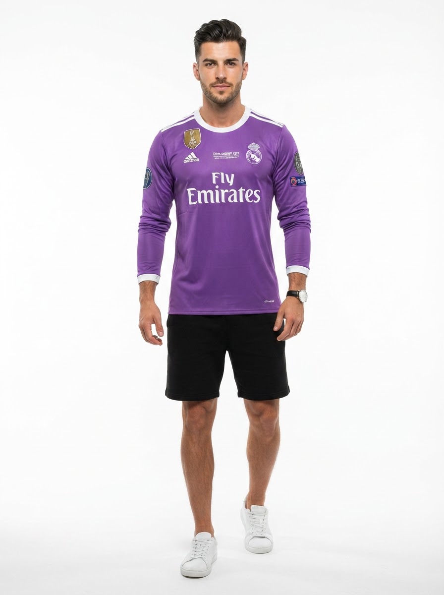 Real Madrid Cristiano Ronaldo Away Retro 2016-17 Patches UCL UEFA Respect Final World (Official Printing)
