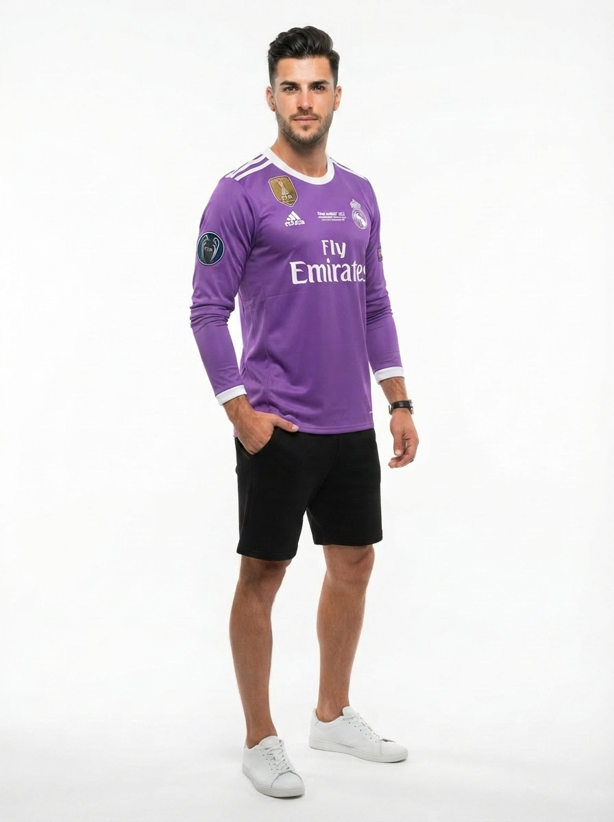Real Madrid Cristiano Ronaldo Away Retro 2016-17 Patches UCL UEFA Respect Final World (Official Printing)