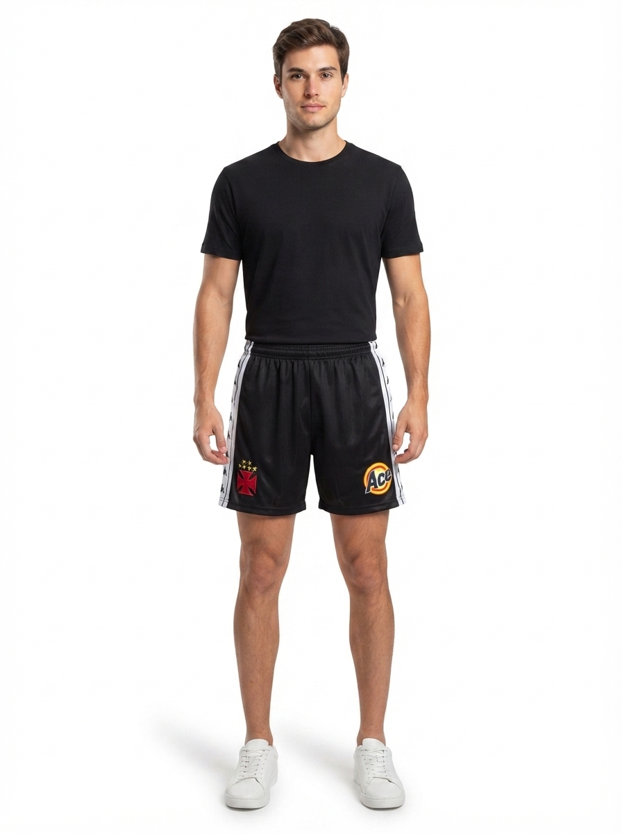 Short Vasco da Gama Retrô 2000 - Masculino - Preto e Branco