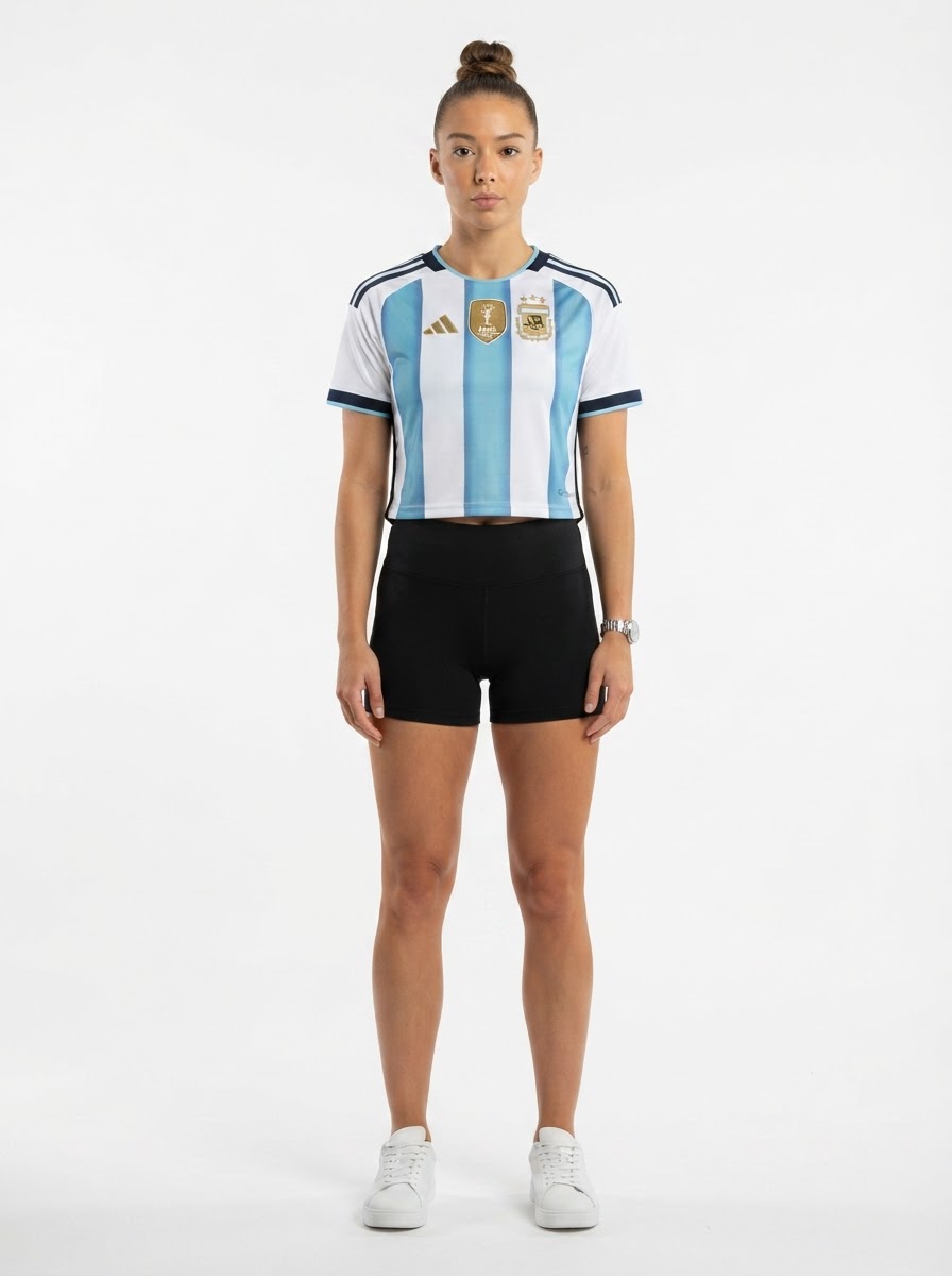 2026 Argentina Women's Stadium Home Cropped Soccer Jersey - World Cup 2026