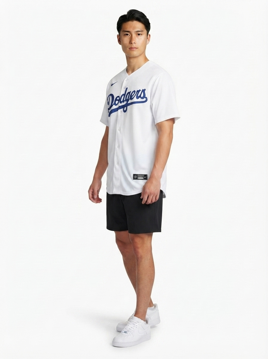 Jersey MLB Los Angeles Dodgers I Torcedor Masculina Branca Yoshinobu Yamamoto 18