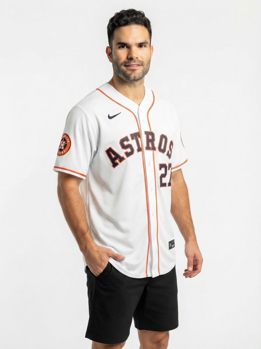 Jersey MLB Houston Astros Jose Altuve 27 White Home Torcedor Masculina Branca