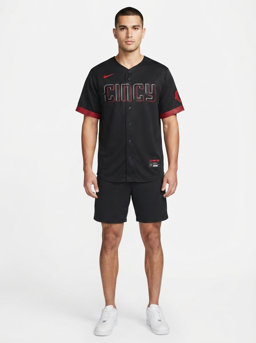 Jersey MLB Cincinnati Reds Connect City Torcedor Masculina Preta