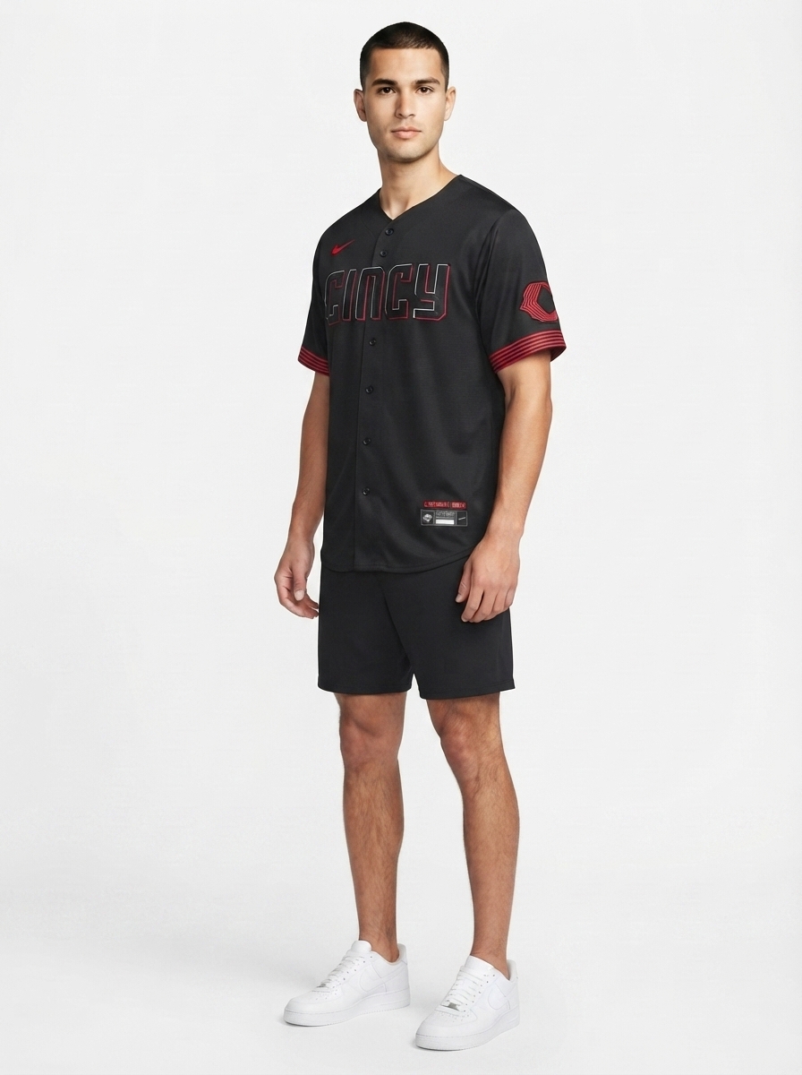 Jersey MLB Cincinnati Reds Connect City Torcedor Masculina Preta