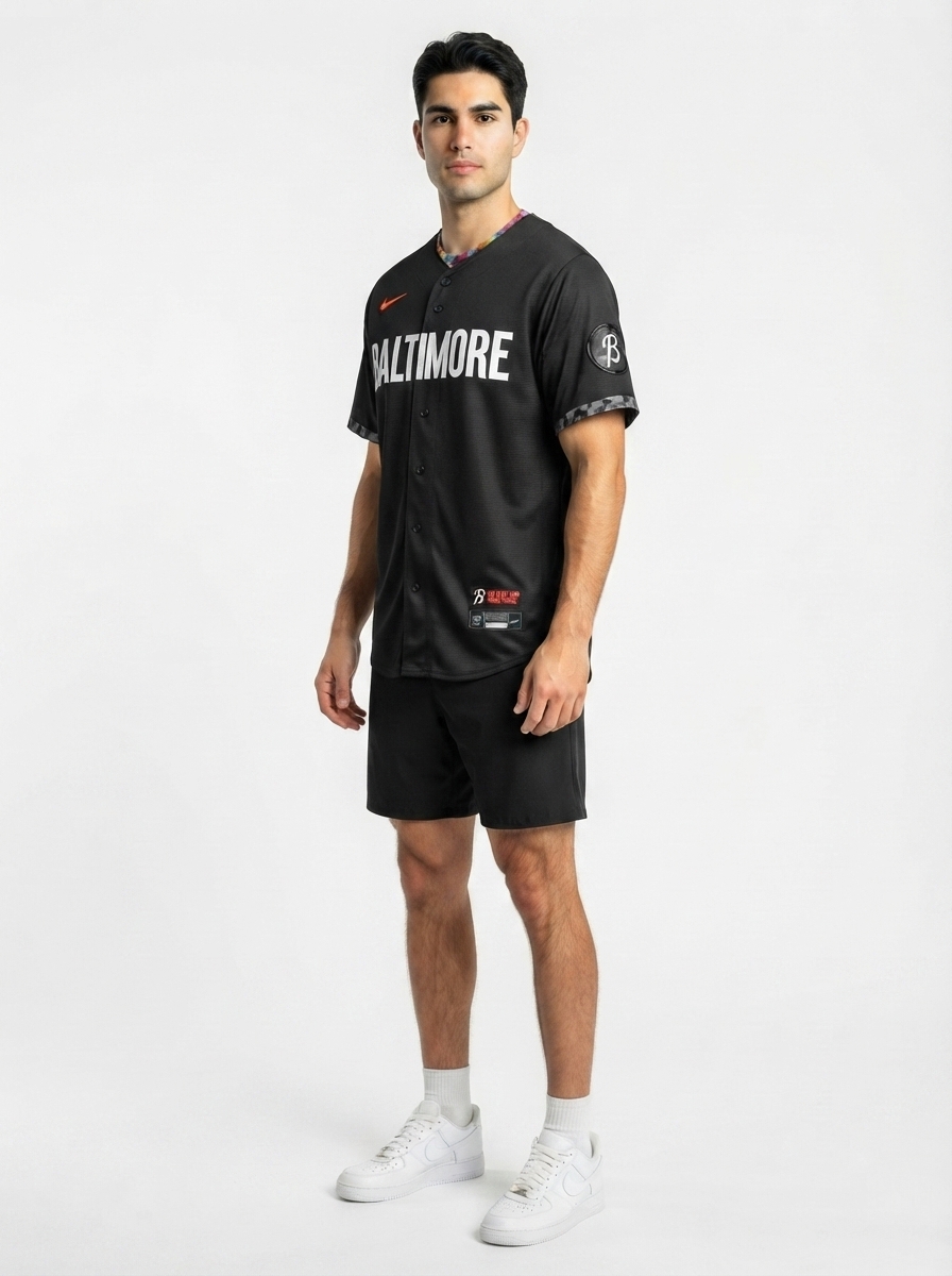 Jersey MLB Baltimore Orioles Black City Connect Torcedor Masculina Preta