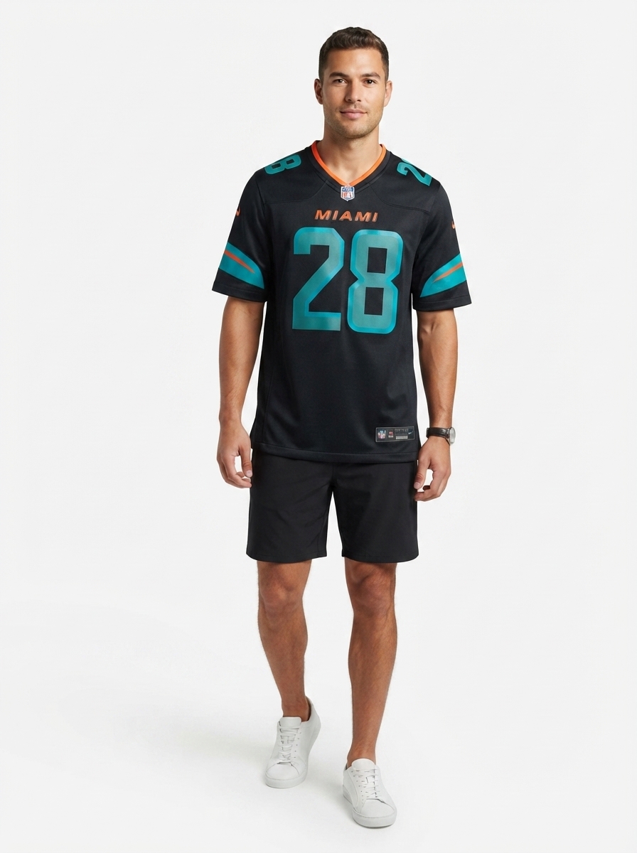 Men's De’Von Achane Pitch Blue Miami Dolphins 2025 Rivalries Jersey