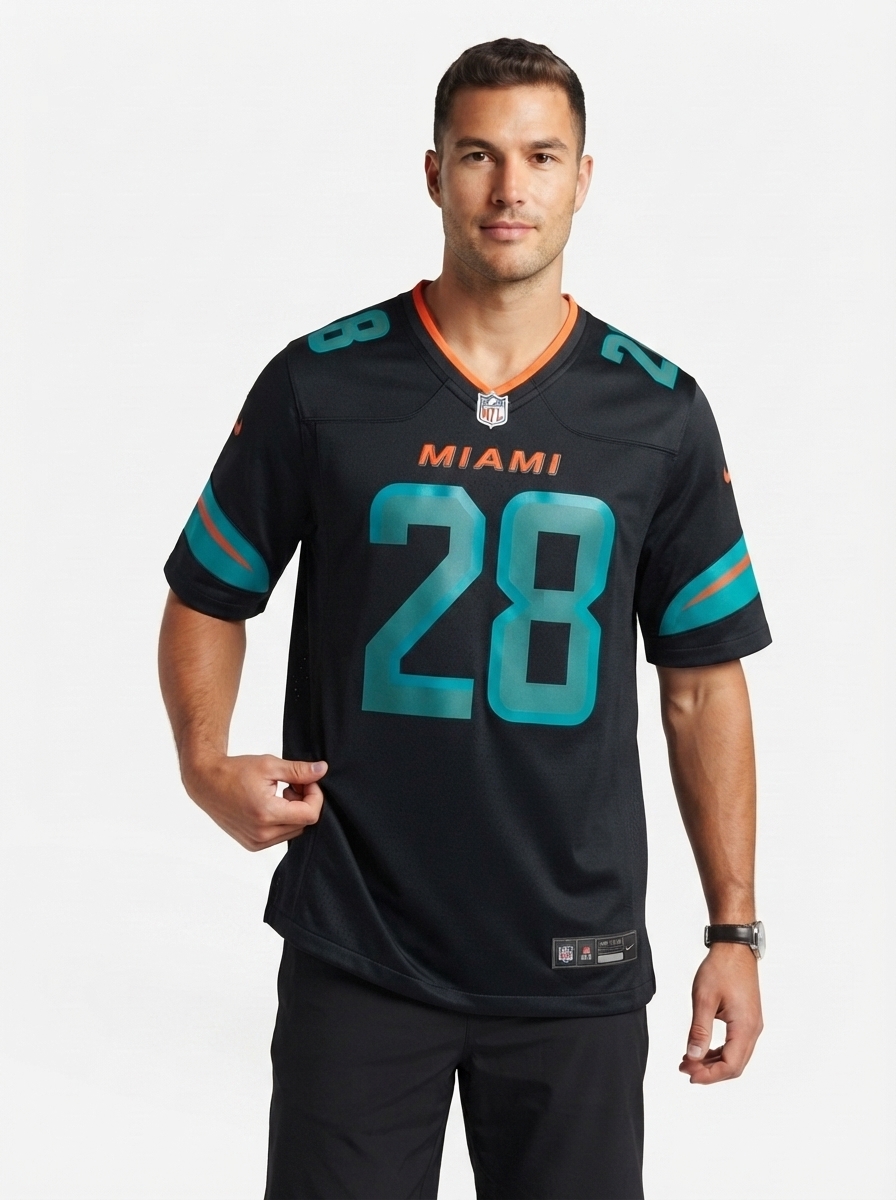 Men's De’Von Achane Pitch Blue Miami Dolphins 2025 Rivalries Jersey