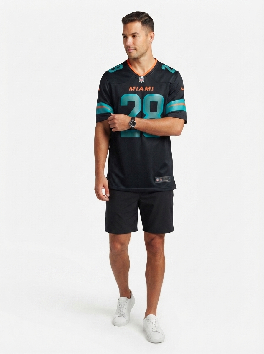 Men's De’Von Achane Pitch Blue Miami Dolphins 2025 Rivalries Jersey