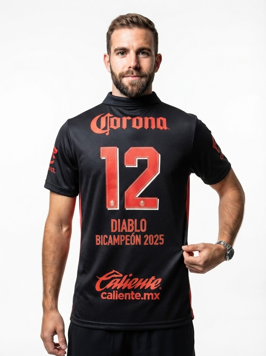 Toluca Third Negro 2025/26 - Diablo Bicampeones