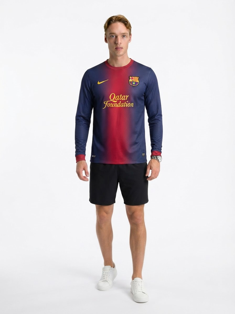 Barcelona 12/13 I Home Jersey - Long Sleeve Retro Version