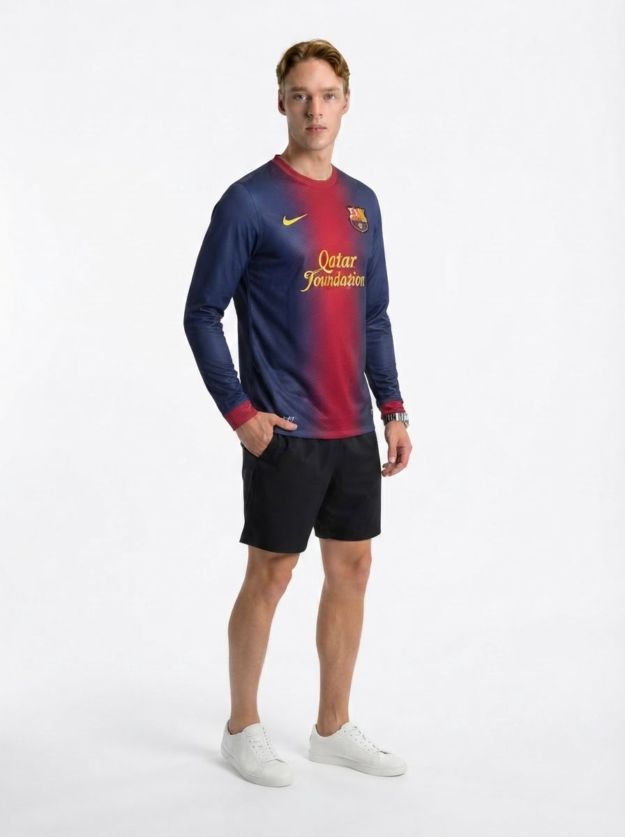 Barcelona 12/13 I Home Jersey - Long Sleeve Retro Version
