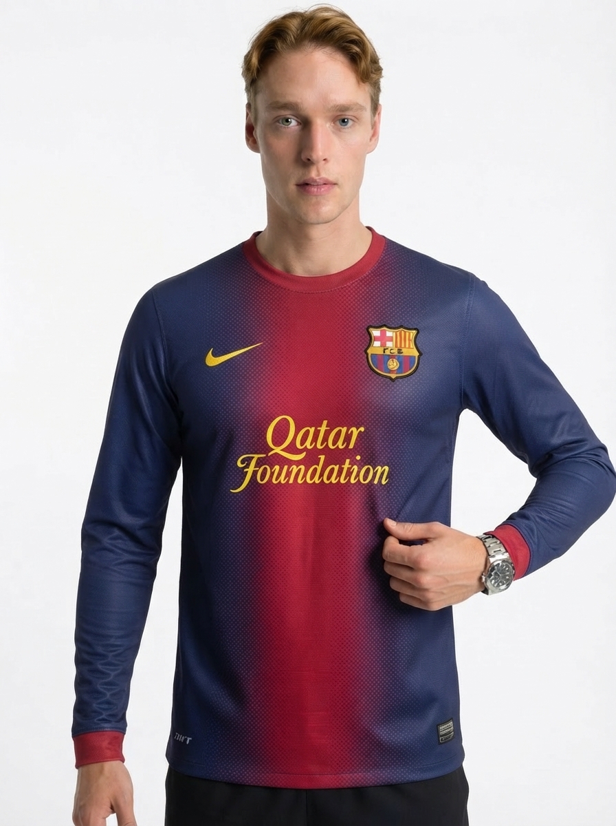 Barcelona 12/13 I Home Jersey - Long Sleeve Retro Version