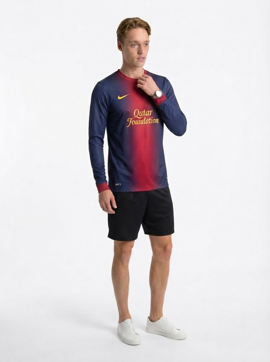 Barcelona 12/13 I Home Jersey - Long Sleeve Retro Version