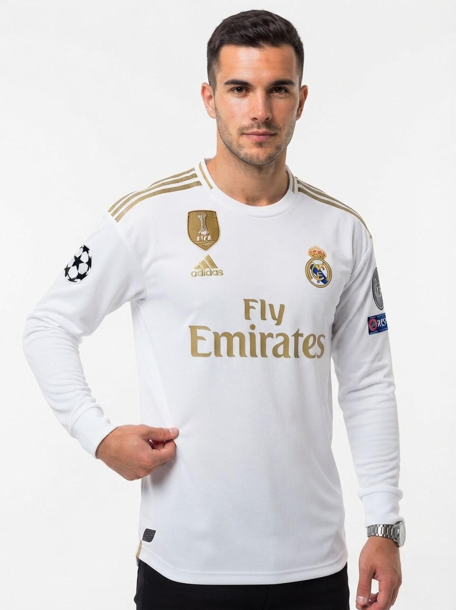 Real Madrid 2019/20 Jersey Long Sleeve Retro - Patch Champions