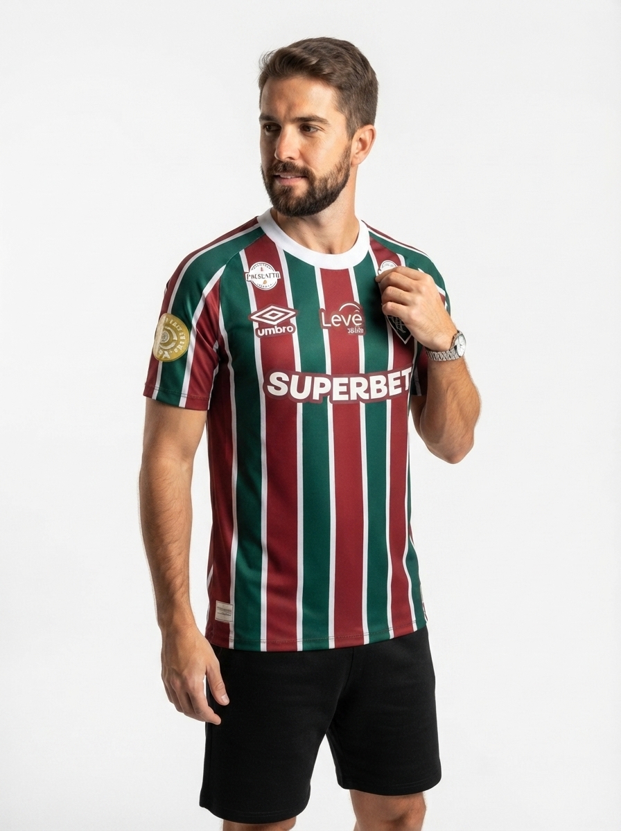 Jersey Fluminense 2025/26 I - All Sponsor e Patch Mundial