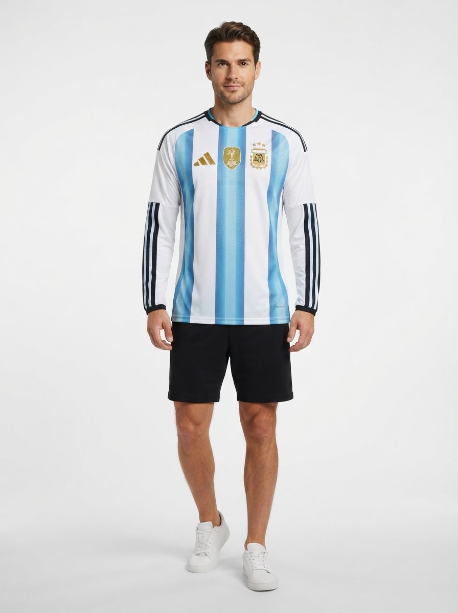 Argentina Home Long Sleeve Fan Jersey Shirt 2026 World Cup