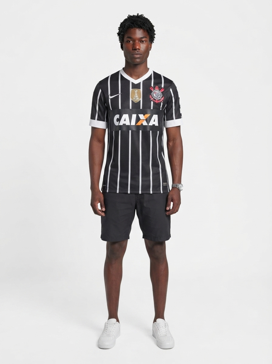 Jersey Retrô Corinthians Away 2013 Preta/Branca Men's