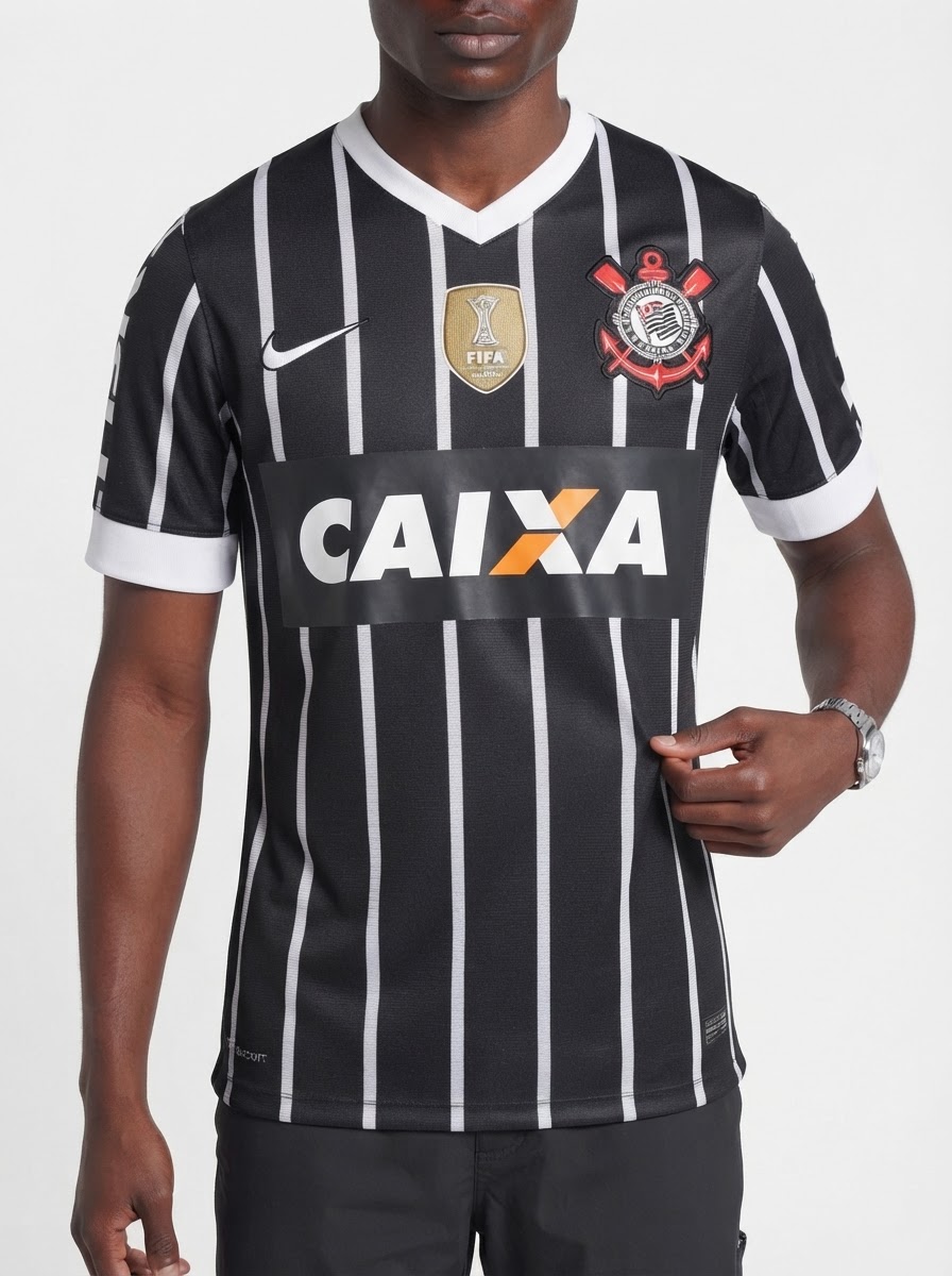 Jersey Retrô Corinthians Away 2013 Preta/Branca Men's