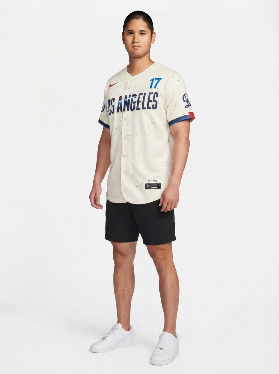 Jersey MLB Los Angeles Dodgers City Connect Torcedor Masculina Bege Shohei Ohtani 17